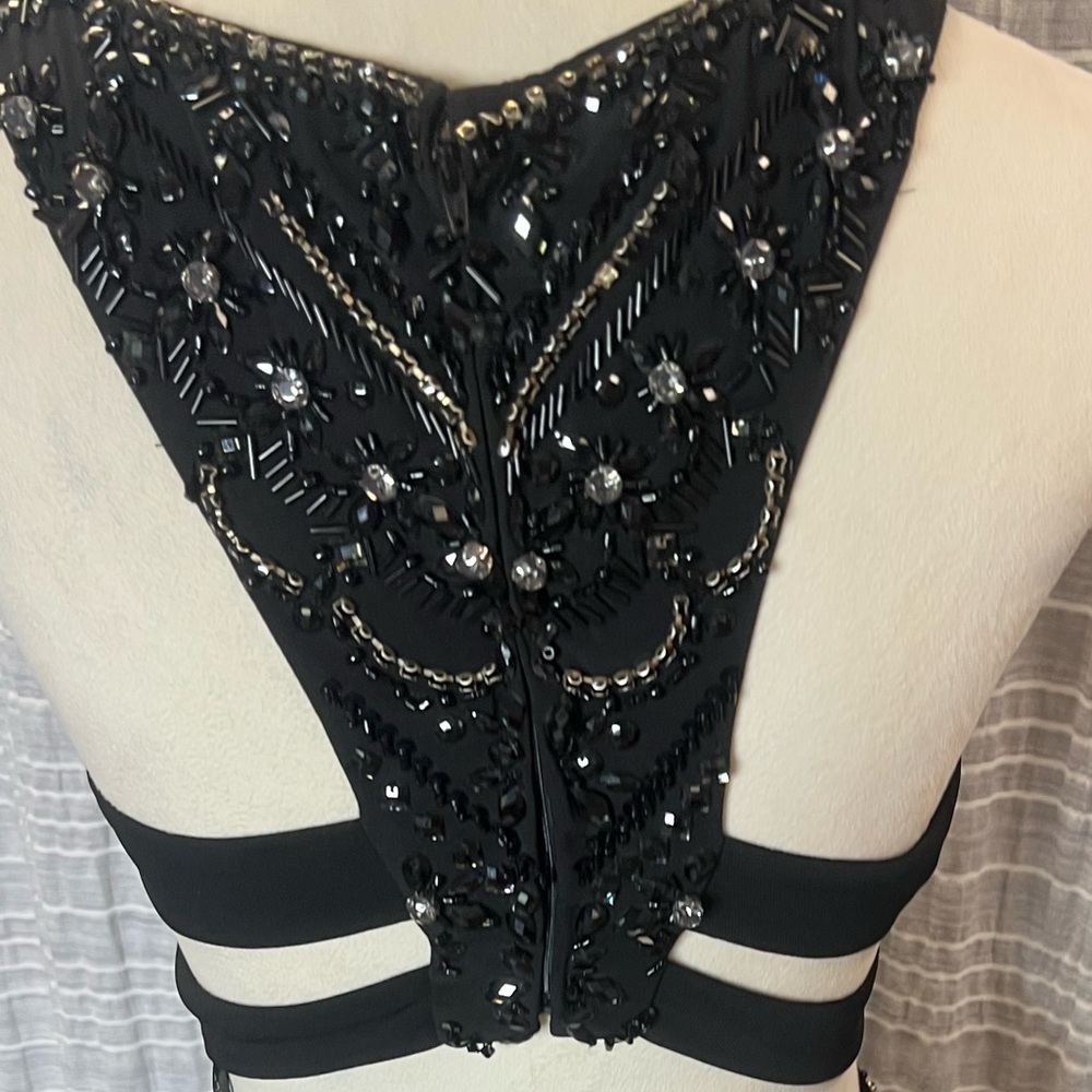 Rachel Allan Black Beaded Prom Dress - Picture 9 of 10